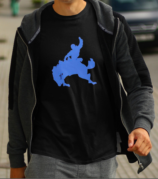 Bucking Bronco Silhouette Blue T-Shirt
