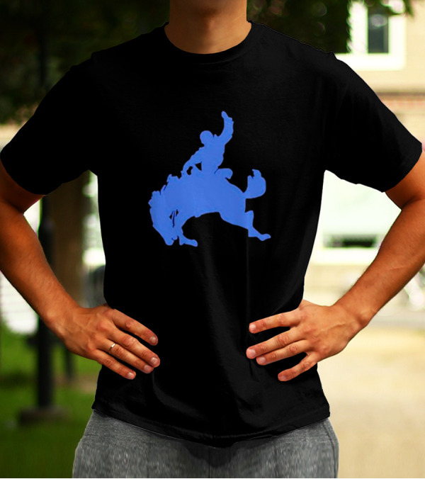 Bucking Bronco Silhouette Blue T-Shirt