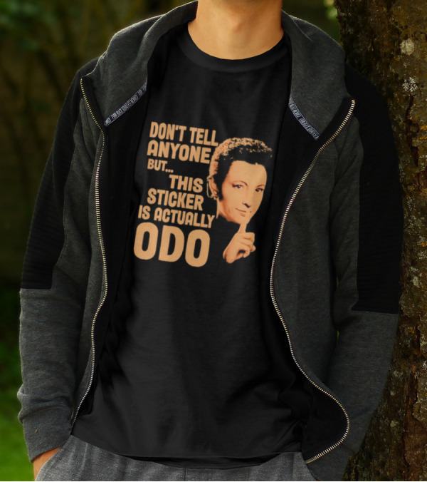 Don’t Tell Anyone But This Sticker Is Actually Odo Retro Style Typography Finger To Lips T-Shirt