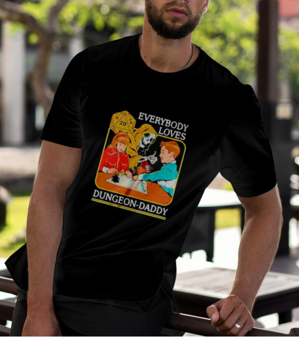 Everybody Loves Dungeon-Daddy Vintage RPG Dice Skeleton Adventure T-Shirt
