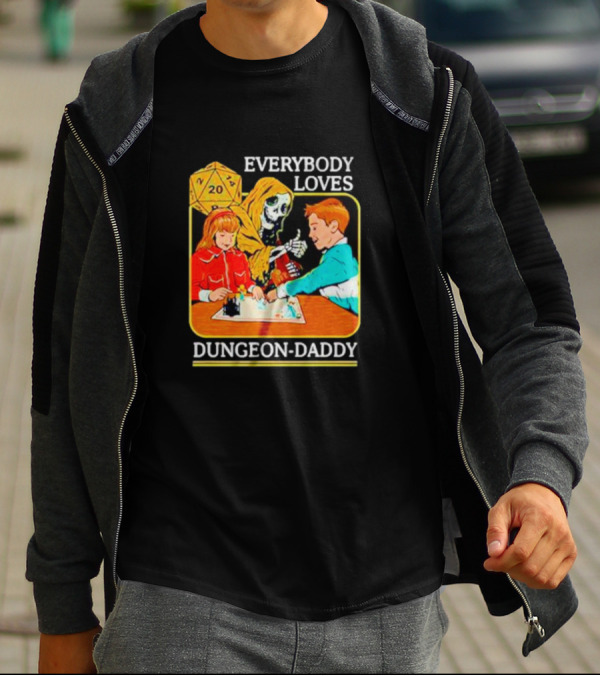 Everybody Loves Dungeon-Daddy Vintage RPG Dice Skeleton Adventure T-Shirt