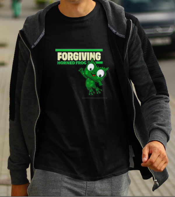 Forgiving Horned Frog Playful Green Character T-Shirt