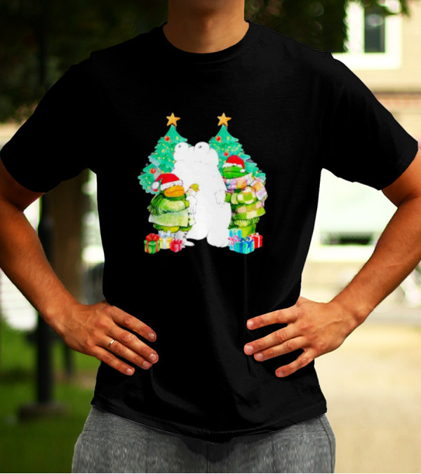 Frog And Toad Christmas Trees Presents Holiday Scene T-Shirt