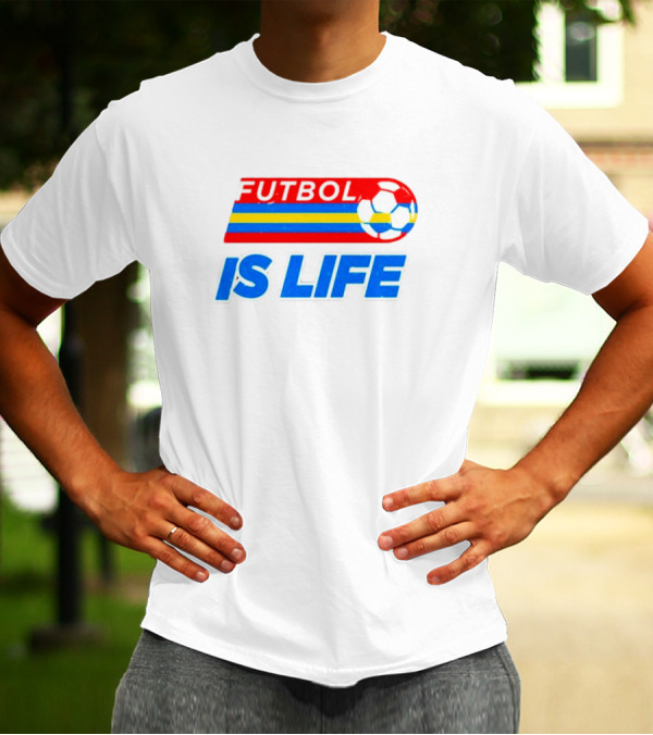 Futbol Is Life Retro Striped Soccer Ball T-Shirt