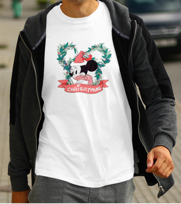 Minnie Mouse Christmas Wreath Chrisrmas Holiday Magic T-Shirt