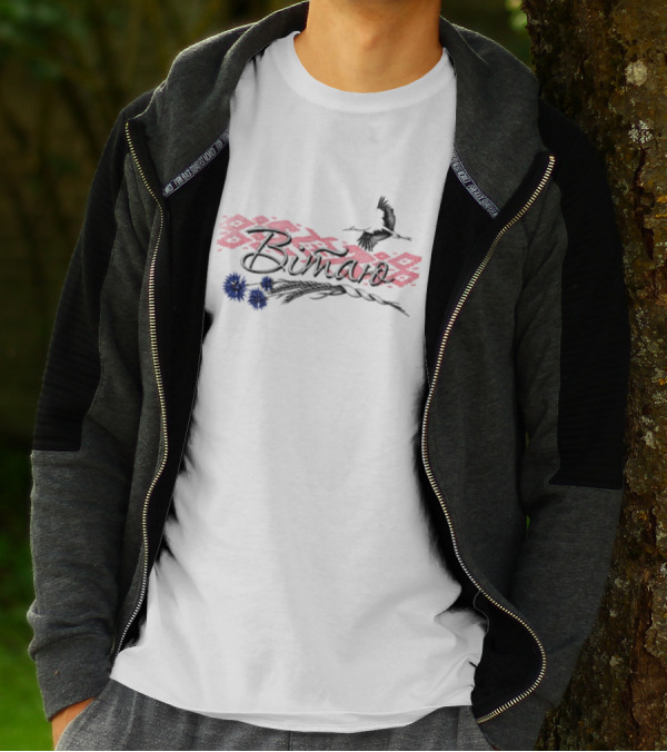 Belarusian Bird With Pink Pattern And Blue Flowers T-Shirt