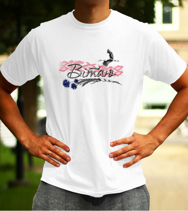 Belarusian Bird With Pink Pattern And Blue Flowers T-Shirt