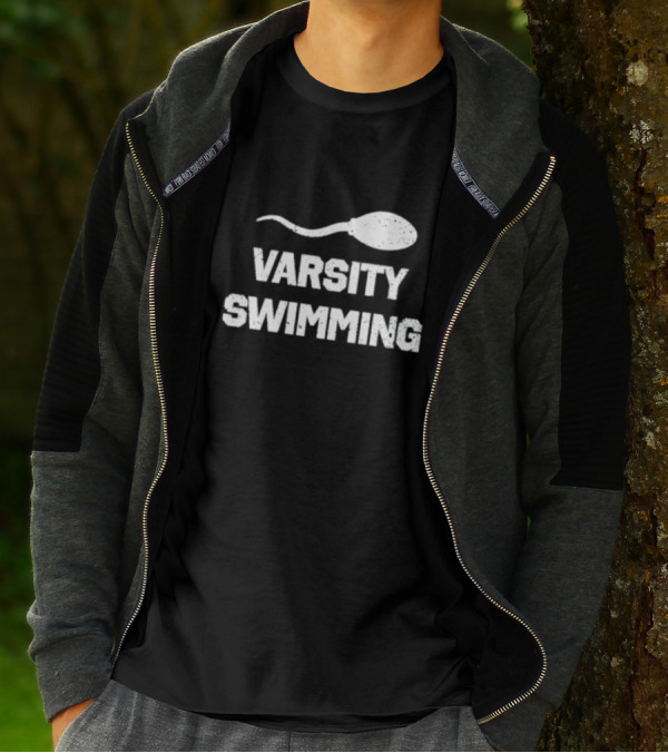 Varsity Swimming Sperm Joke Tease T-Shirt