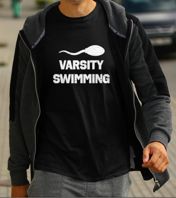 Varsity Swimming Sperm Joke Tease T-Shirt