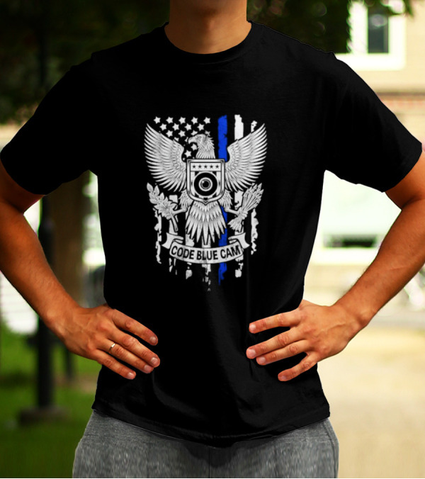 Code Blue Cam Eagle With USA Flag Elements And Thin Blue Line T-Shirt