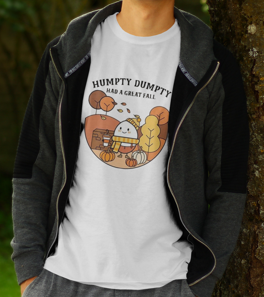 Humpty Dumpty Had A Great Fall Autumn Scene With Pumpkins And Leaves T-Shirt