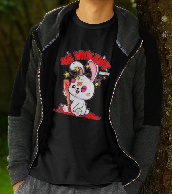 Blackpool Combat Club Be Violent Bunny With Bat T-Shirt