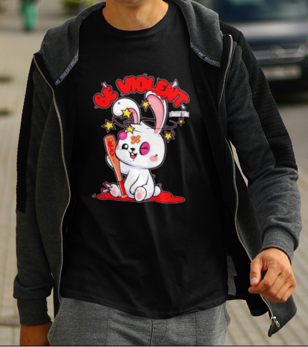 Blackpool Combat Club Be Violent Bunny With Bat T-Shirt