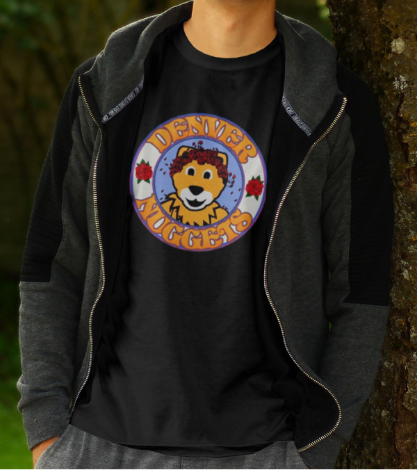 Denver Nuggets Bear Head Surrounded By Red Roses T-Shirt