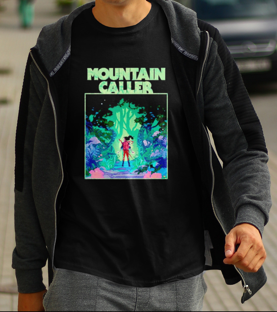 Mountain Caller Green Leaves Enchanted Forest Explorer T-Shirt