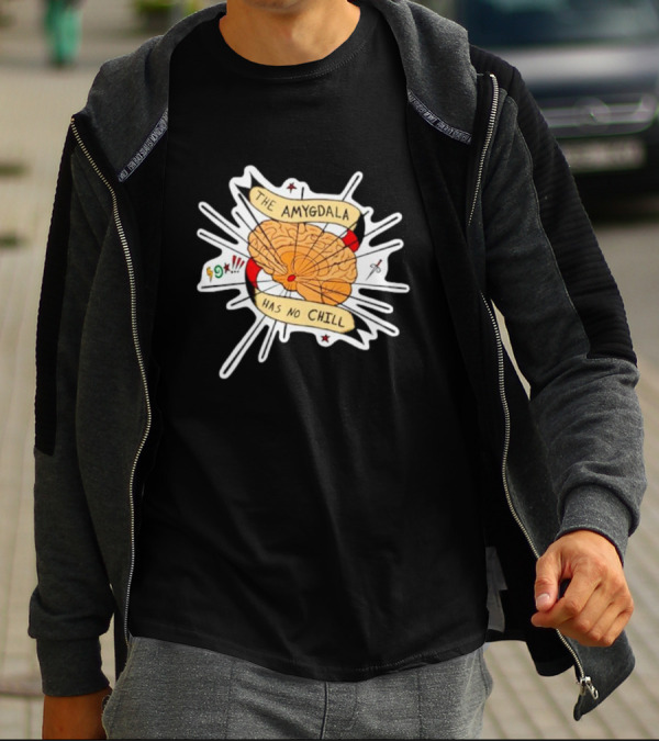 The Amygdala Has No Chill Cartoon Brain With Comic Symbols T-Shirt