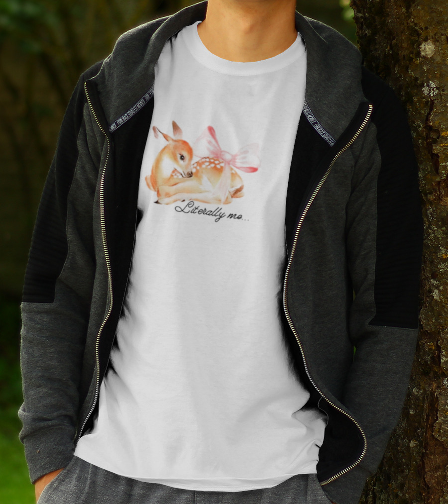 Coquette Fawn With Red Bow Literally Me T-Shirt
