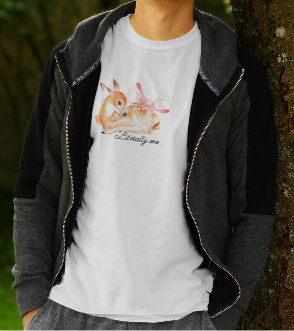 Coquette Fawn With Red Bow Literally Me T-Shirt