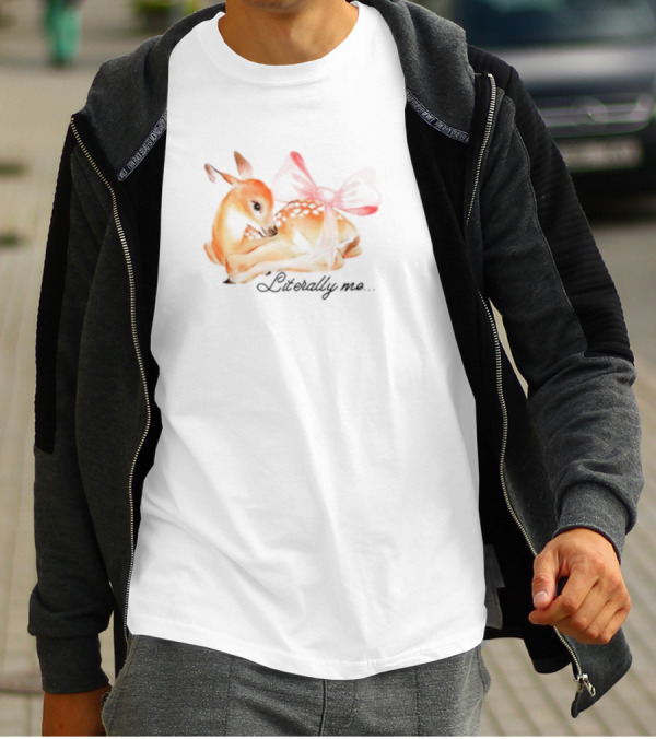 Coquette Fawn With Red Bow Literally Me T-Shirt