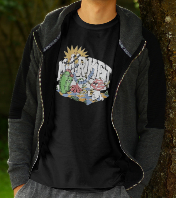 Market Fantasy Farm Mushroom Cactus Sunburst T-Shirt