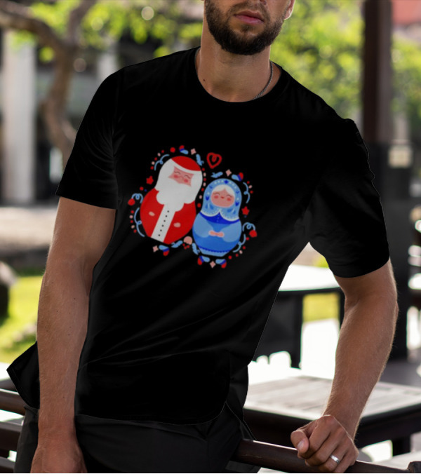 Christmas Santa And Snow Maiden Mamushkas With Festive T-Shirt