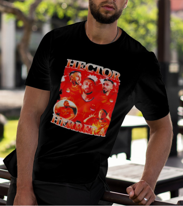 HECTOR HERRERA Red Bootleg Style Portrait Montage T-Shirt