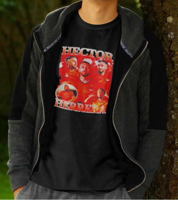 HECTOR HERRERA Red Bootleg Style Portrait Montage T-Shirt