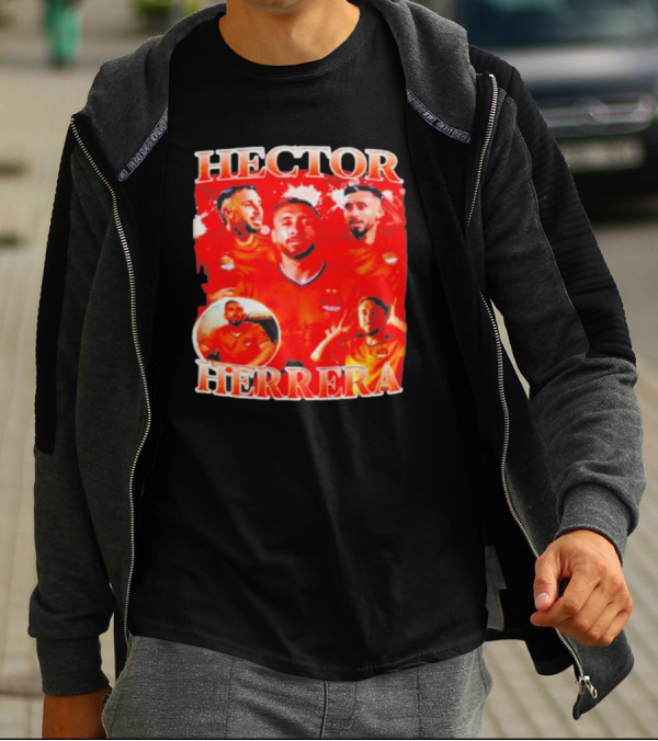 HECTOR HERRERA Red Bootleg Style Portrait Montage T-Shirt