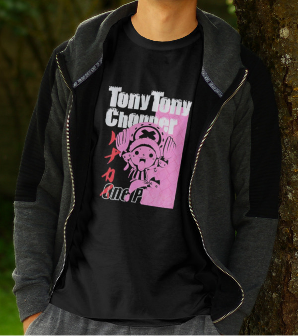 Tony Tony Chopper One Piece Pink Tonal Japanese Text T-Shirt