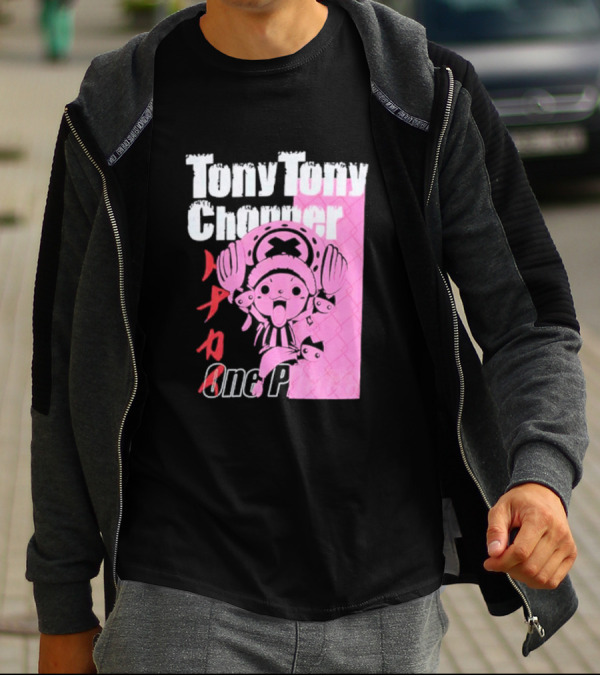 Tony Tony Chopper One Piece Pink Tonal Japanese Text T-Shirt