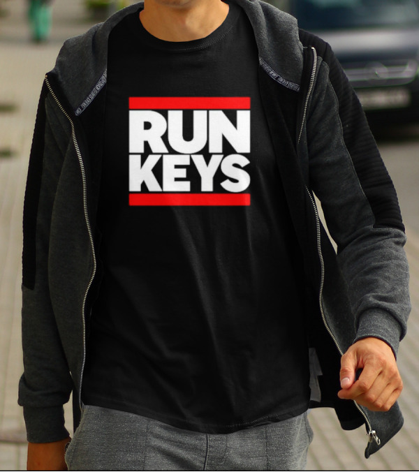 RUN KEYS Red Border Block Text T-Shirt