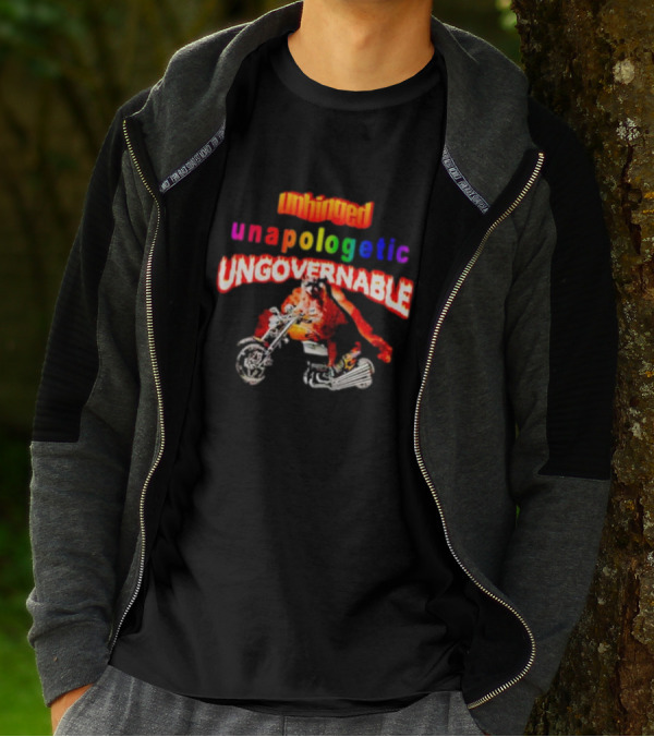 Unhinged Unapologetic Ungovernable Raccoon On Motorcycle T-Shirt