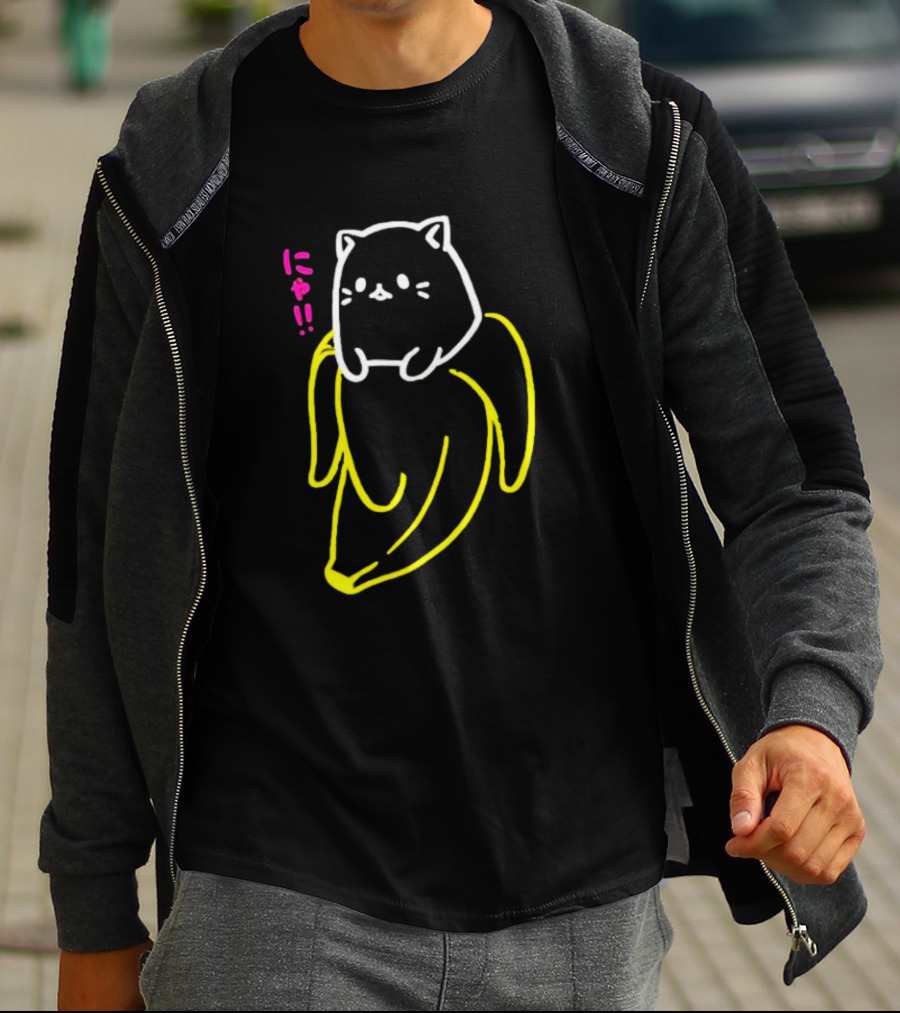 Bananya Crunchyroll Neon Cat Banana Nyanko T-Shirt