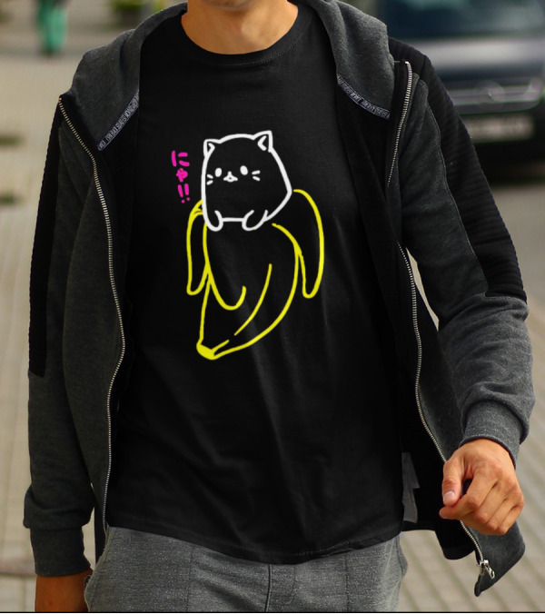 Bananya Crunchyroll Neon Cat Banana Nyanko T-Shirt