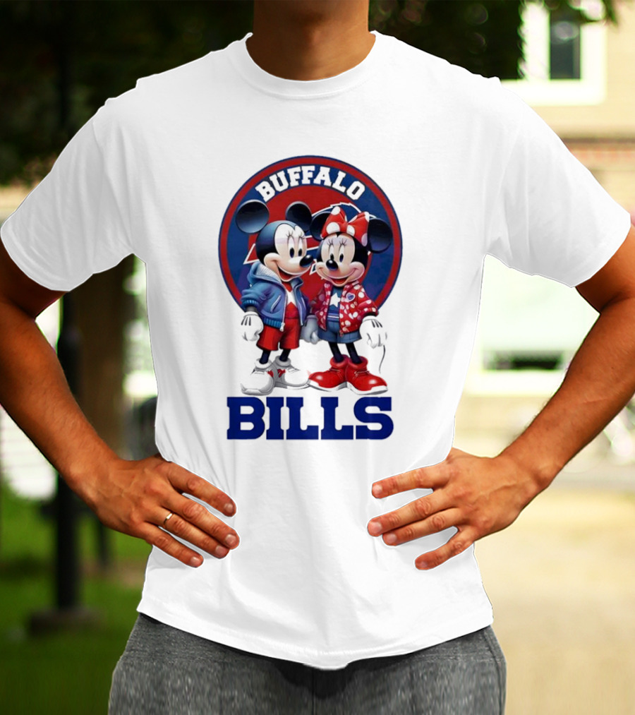 Buffalo Bills Mickey And Minnie Mouse In Team Spirit T-Shirt