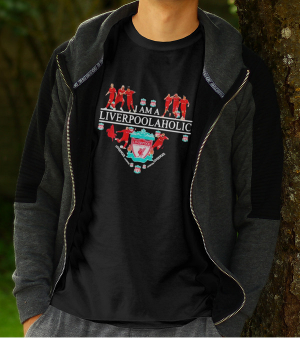 I AM A LIVERPOOLAHOLIC LIVERPOOL FC CREST PLAYERS CELEBRATION REDS SUPPORTER T-Shirt