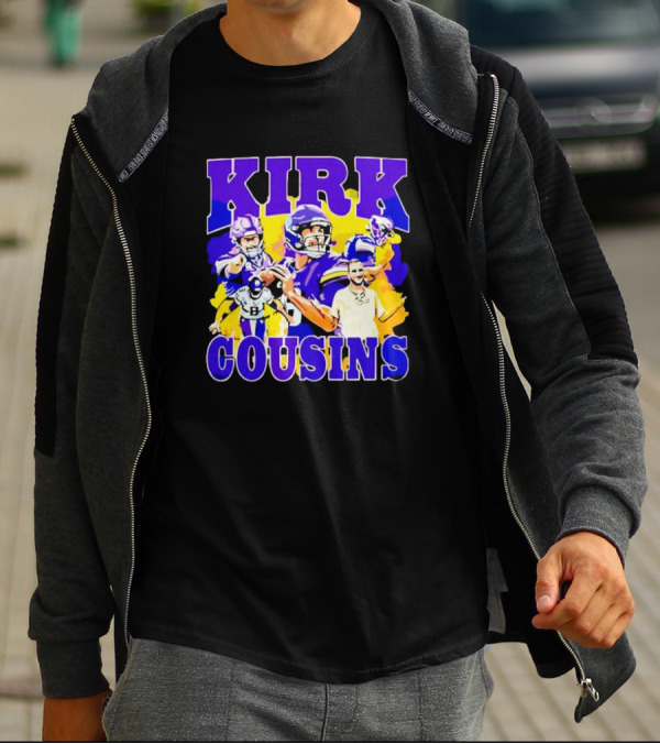 Kirk Cousins Vikings Football Player Collage Purple And Yellow T-Shirt