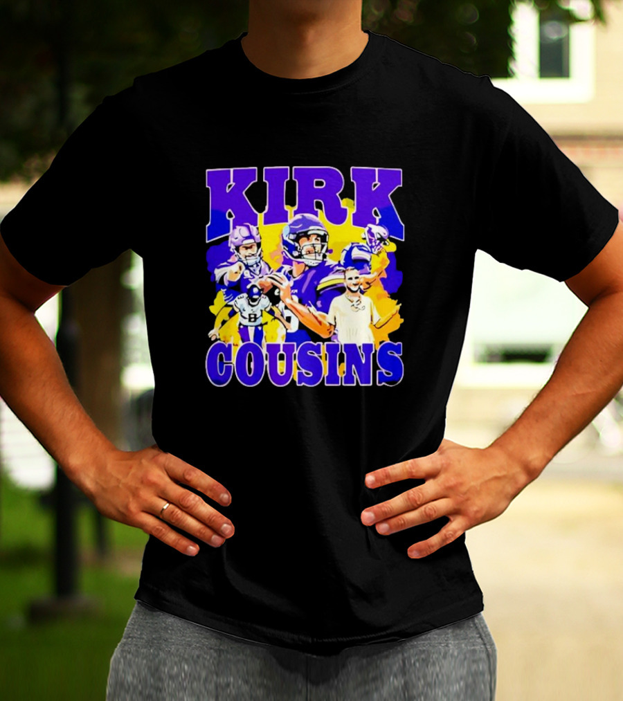 Kirk Cousins Vikings Football Player Collage Purple And Yellow T-Shirt