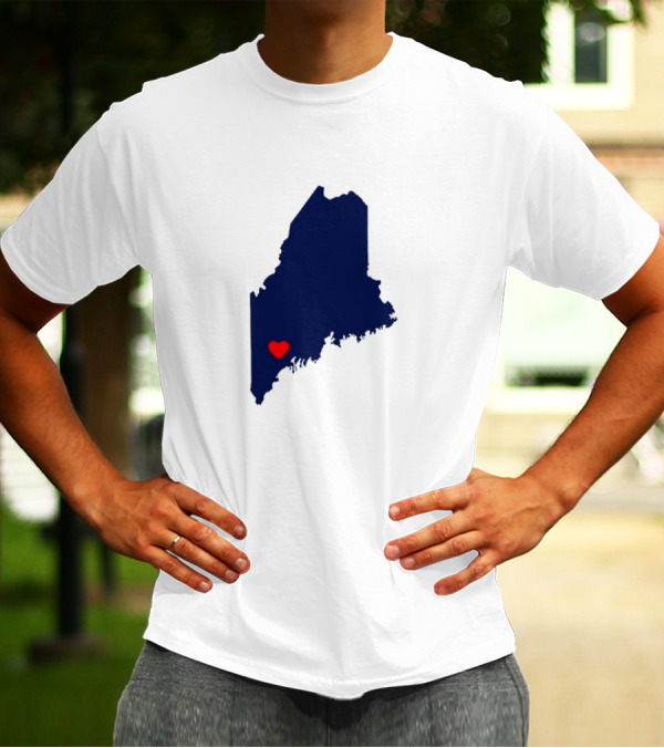 Love Lewiston Strong Heart On Maine Map T-Shirt