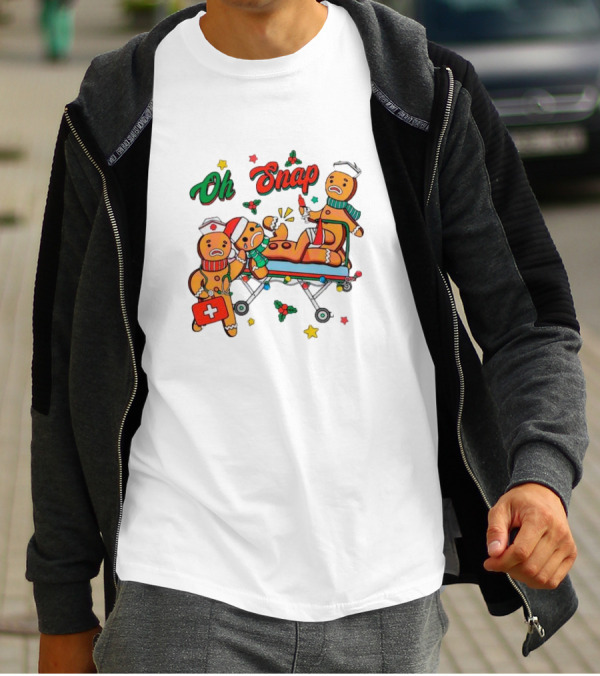 Oh Snap Gingerbread Nurse Ambulance Christmas T-Shirt