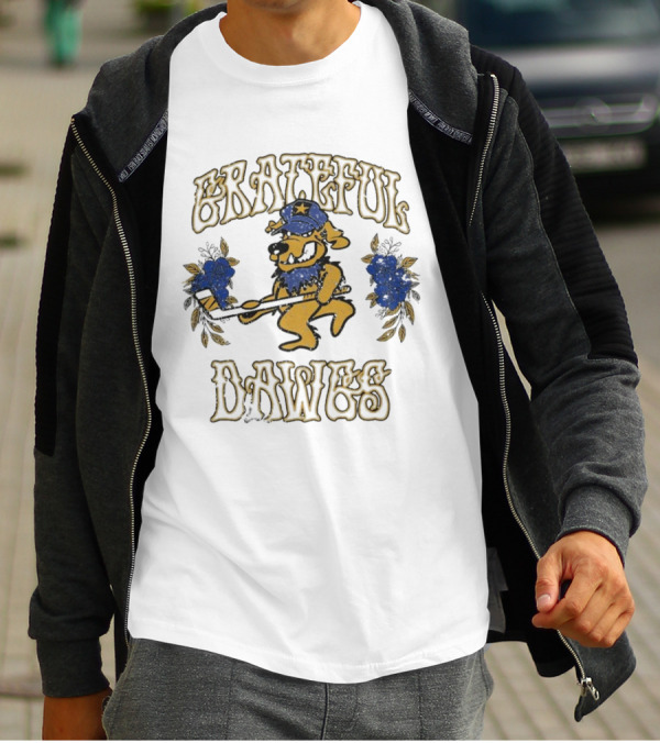 Grateful Dawgs Rail Yard Dawgs Walking Dog With Hat And Flowers T-Shirt