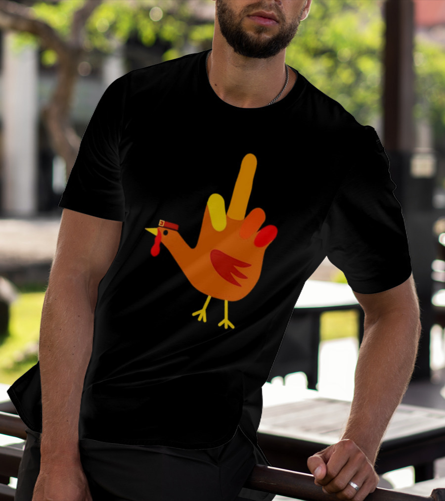 Thanksgiving Middle Finger Turkey Humor Hand Bird T-Shirt
