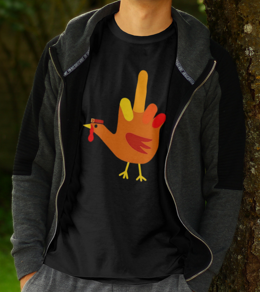 Thanksgiving Middle Finger Turkey Humor Hand Bird T-Shirt