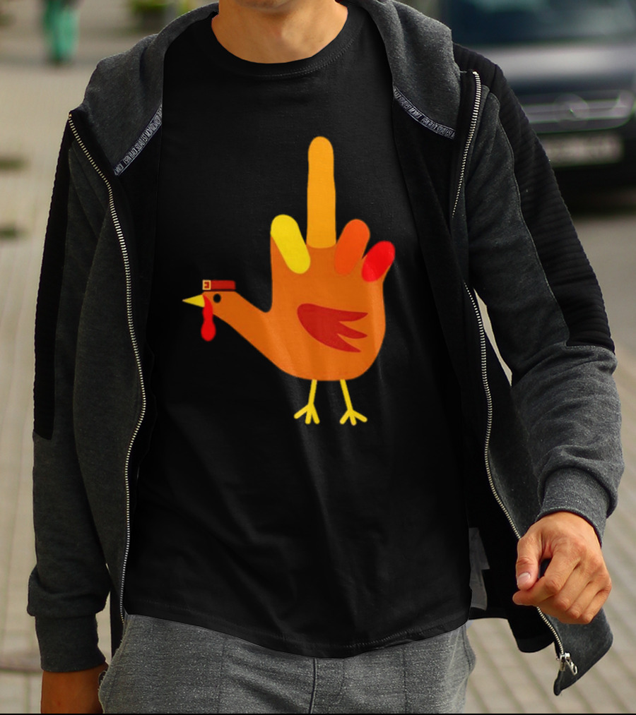 Thanksgiving Middle Finger Turkey Humor Hand Bird T-Shirt