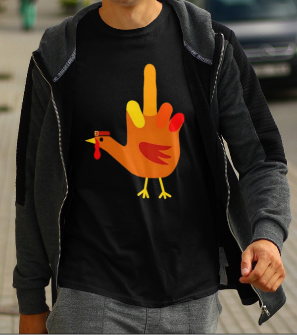 Thanksgiving Middle Finger Turkey Humor Hand Bird T-Shirt