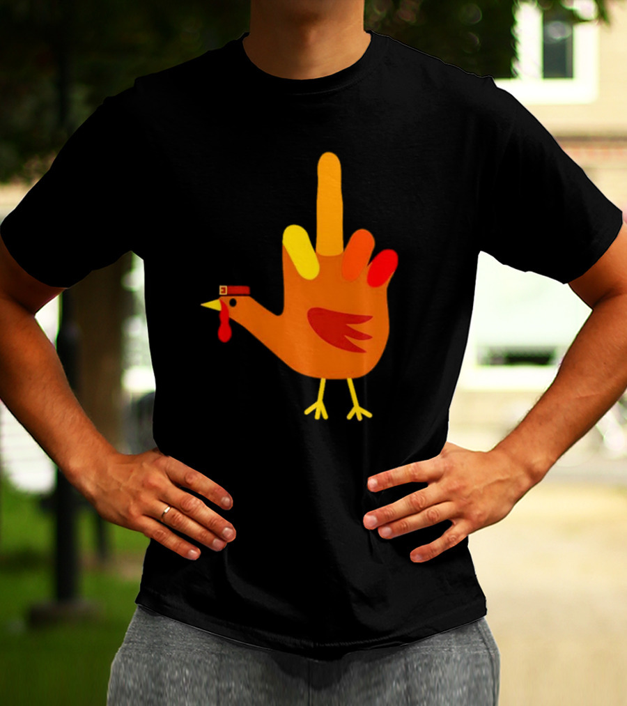 Thanksgiving Middle Finger Turkey Humor Hand Bird T-Shirt