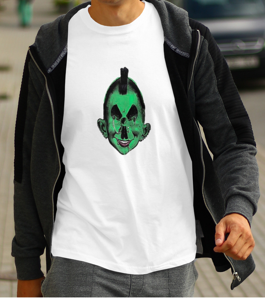 Hard Jewelry Willy Warhol Green Punk Face T-Shirt