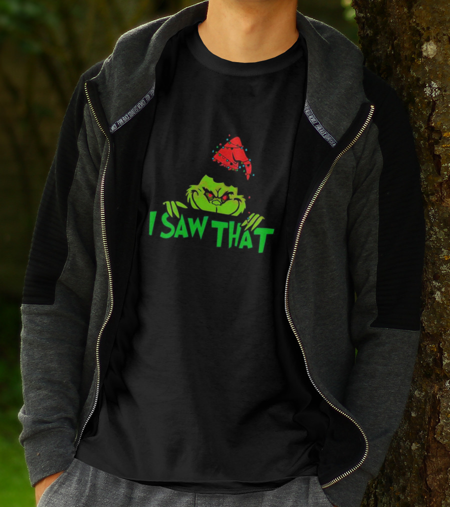 I Saw That Grinch Santa Christmas Lights Hat T-Shirt