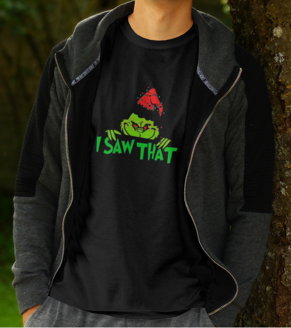 I Saw That Grinch Santa Christmas Lights Hat T-Shirt
