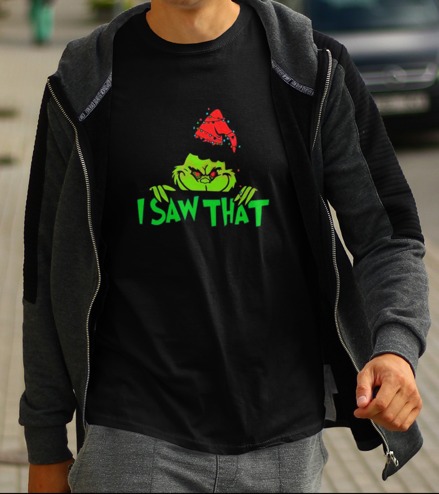 I Saw That Grinch Santa Christmas Lights Hat T-Shirt